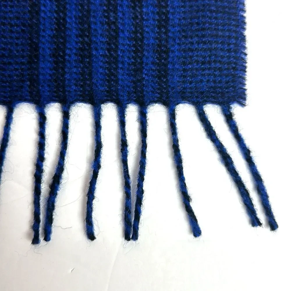 B. Altman & Co Vintage Men's Wool Scarf Blue Black Glen Check West Germany made